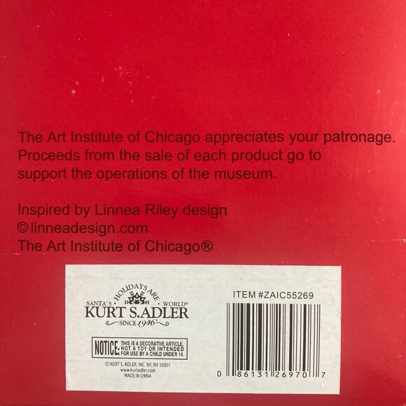 Vintage Kurt Adler Linnea Riley Glass Tabby Cat Ornament Art Institute Chicago - Picture 5 of 10